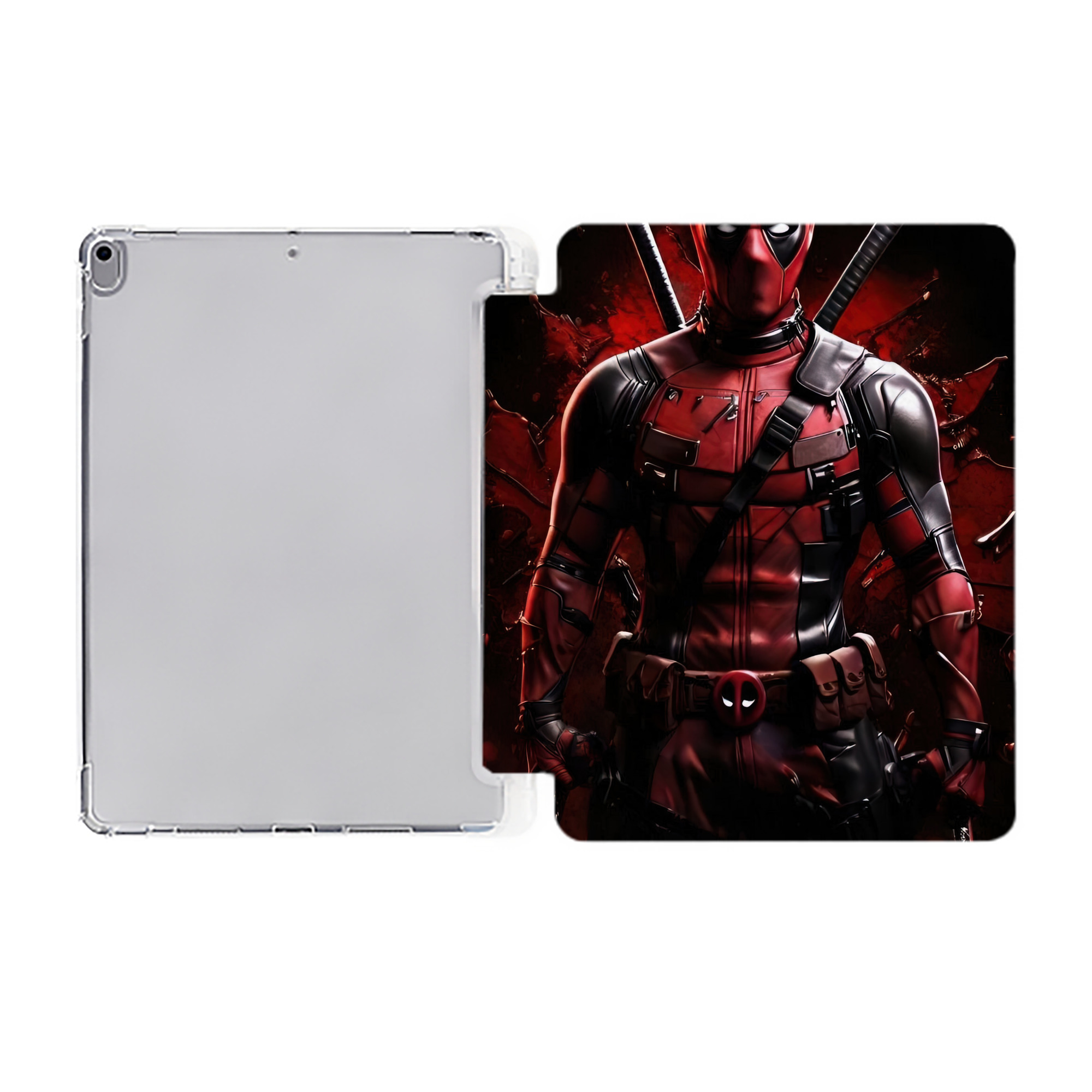 （画像用） Deadpool デッドプール IPad ケース ペン収納付き 三つ折りスタンド PUレザー×シリコン 対応機種9.5/10.5/10.9インチ